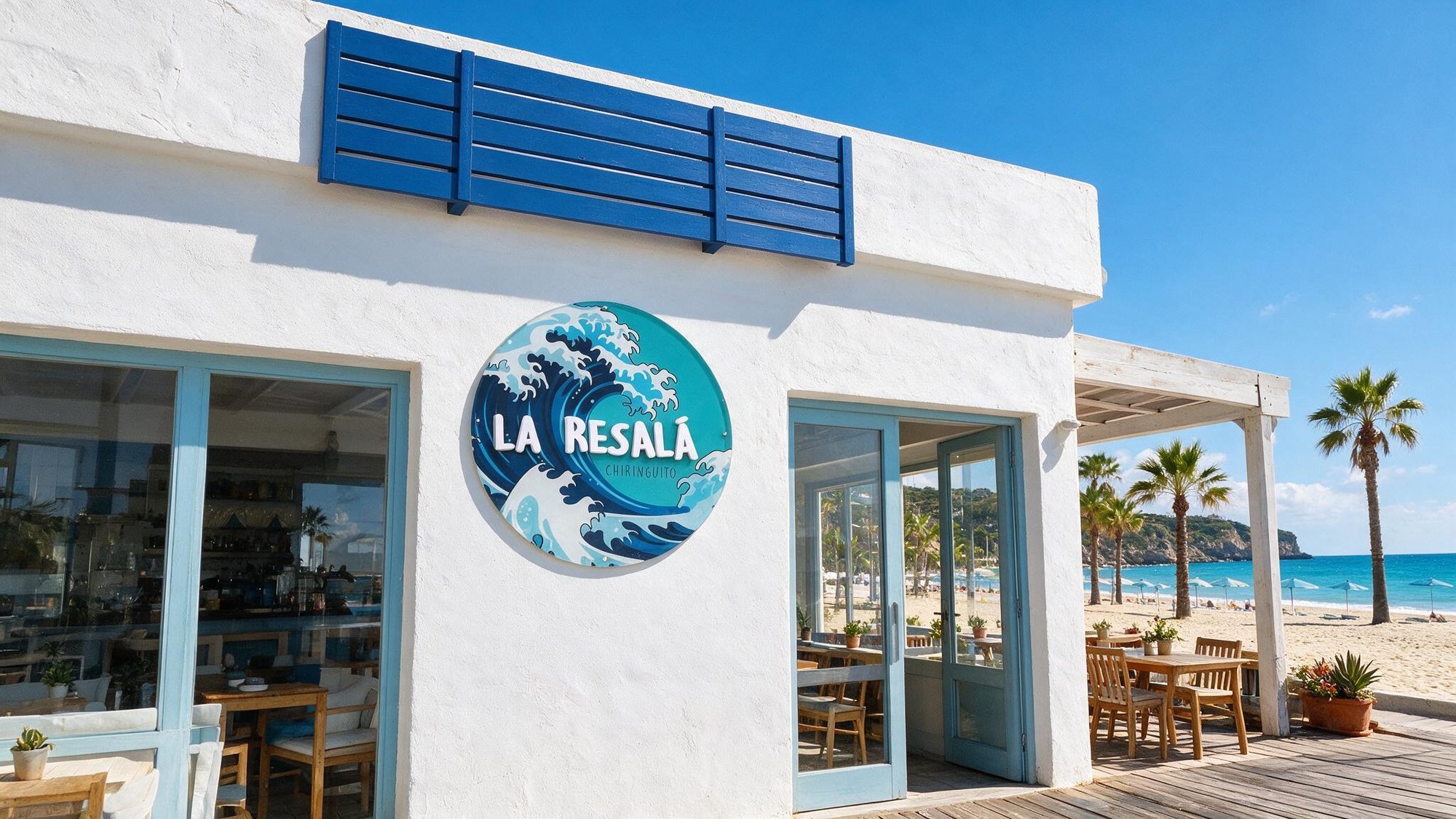 Cartel de La Resalá Chiringuito en la Playa de la Charca, Salobreña